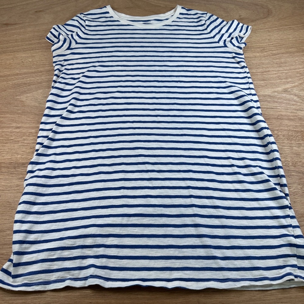 Universal Thread Striped T Shirt Dress XL Blue White Cotton Casual